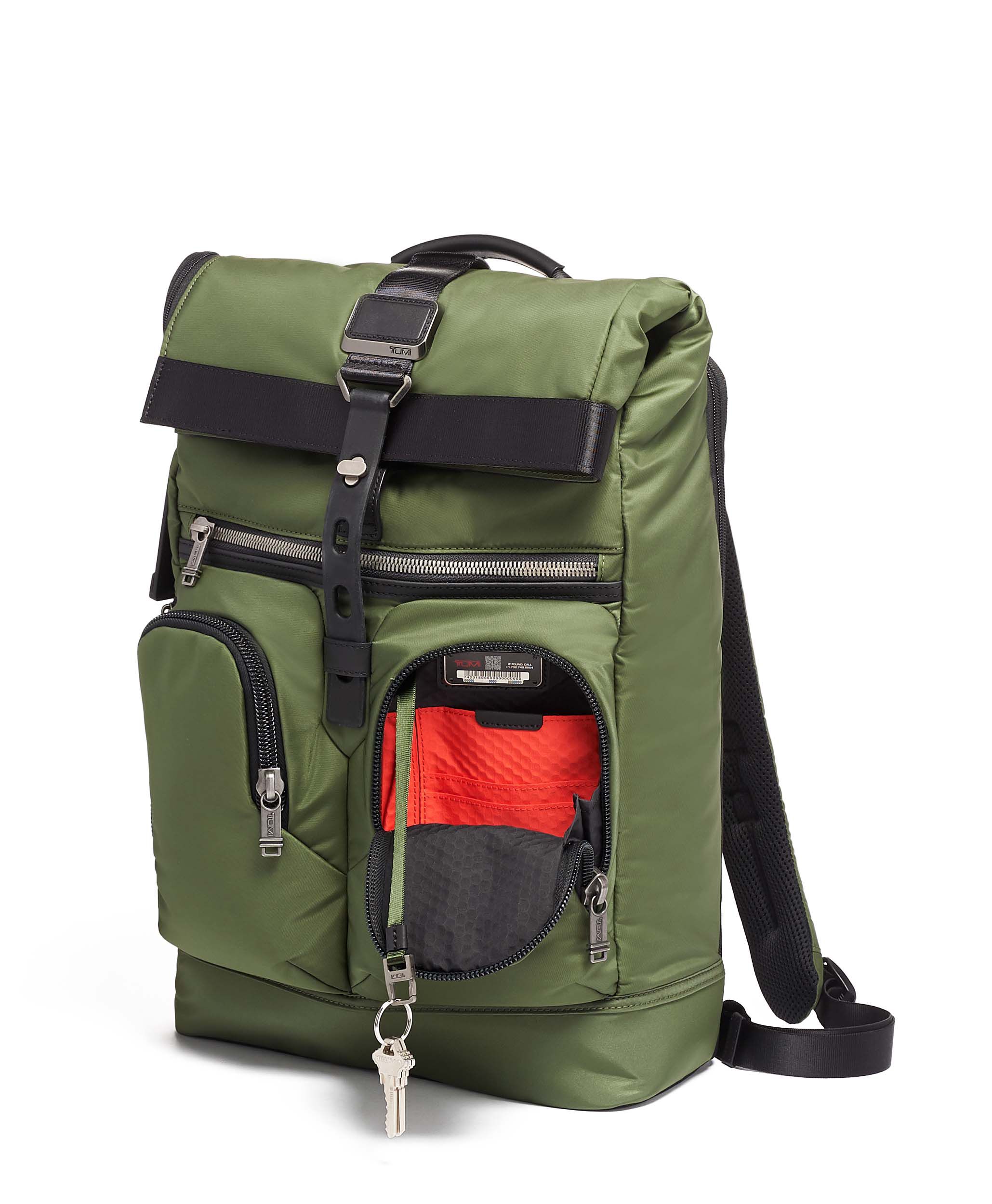 tumi olive green backpack
